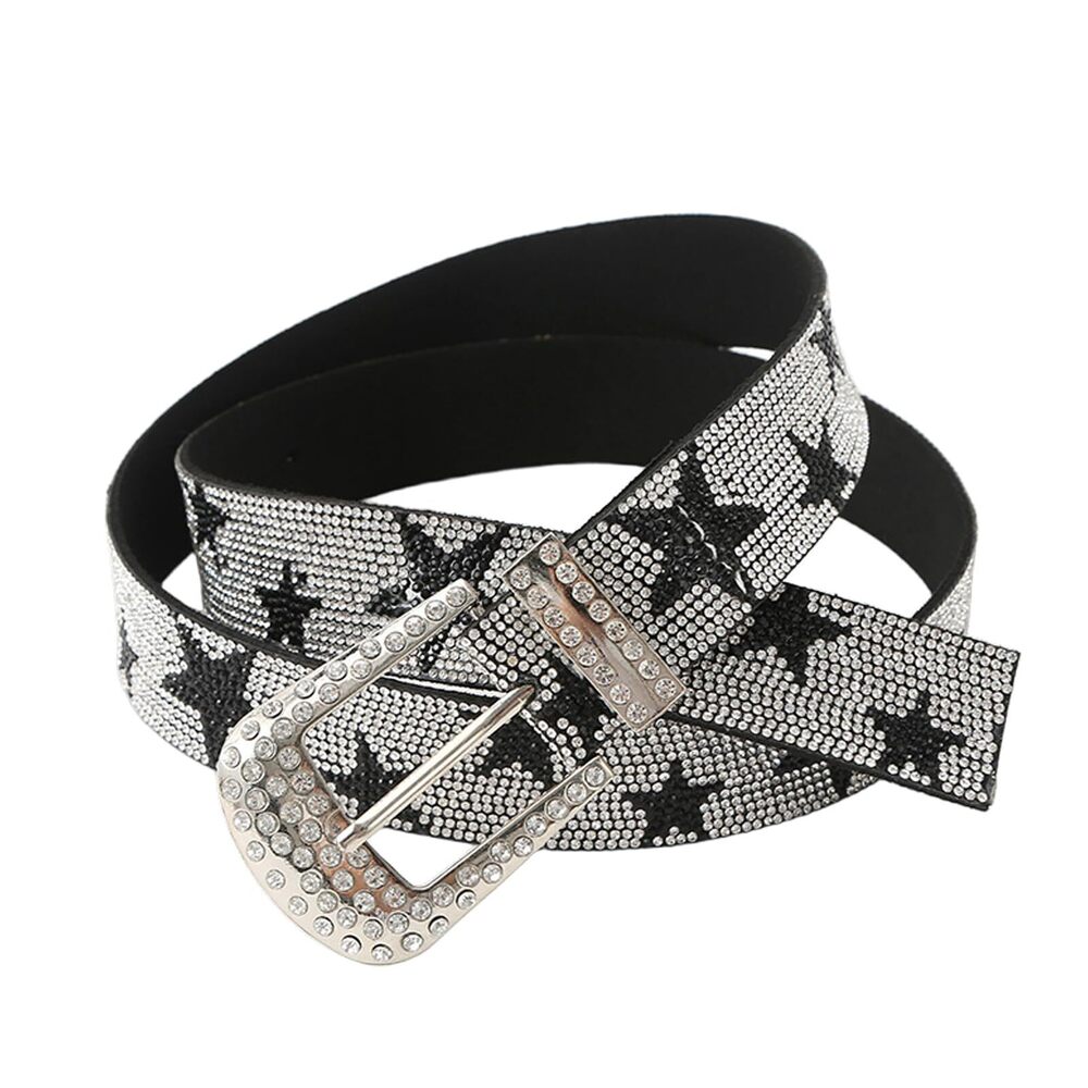 9629 Studded Rhinestone Star Belt - Y2K Belt Style Cowgirls Fashion